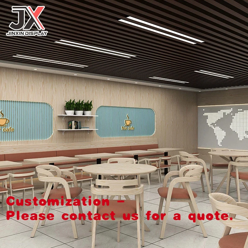 custom.Modern Luxury Coffee Shop Bakery Interior Design | One-Stop Custom Rectangular LED Strip Counter Display Solution Sho
