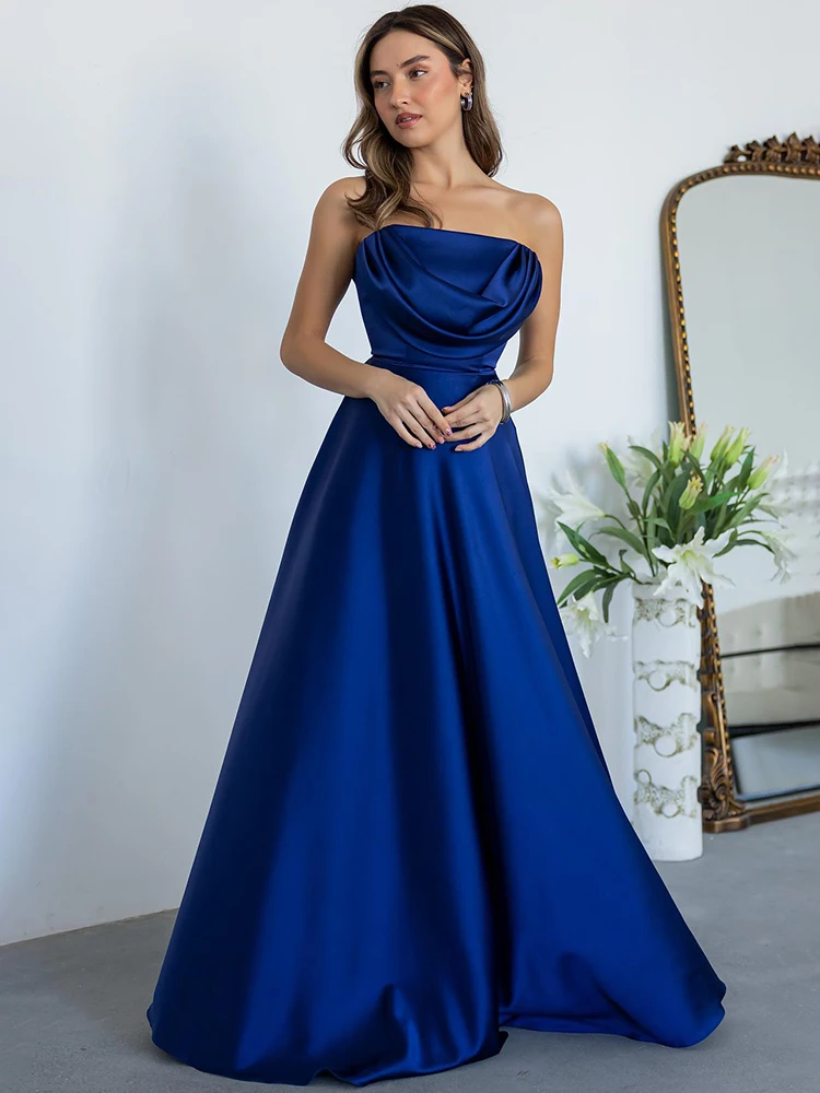 Mozision Satijn Off-shoulder Strapless Sexy Maxi Jurk Vrouwen Jurk Elegante Mouwloze Backless Avond Club Party Lange Jurken
