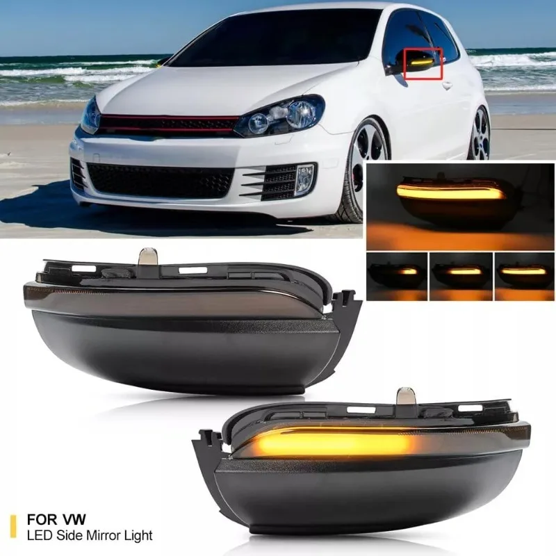 Turn signal LED dynamic side mirror flashing indicator light sequentially For VW Volkswagen Golf 6 MK6 GTI R20 2008-2014