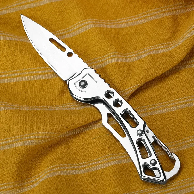 EDC stainless steel pocket knife, mini keychain folding knife, convenient survival knife, for unboxing self-defense