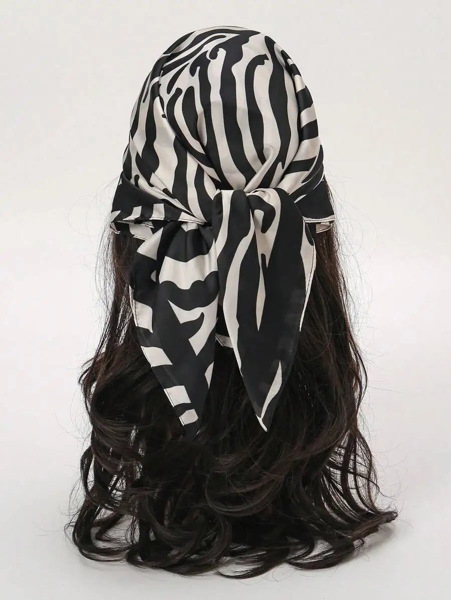 

Zebra Print 70x70cm Square Scarf For Women, Multifunctional Headband Bandana Scarf Shawl