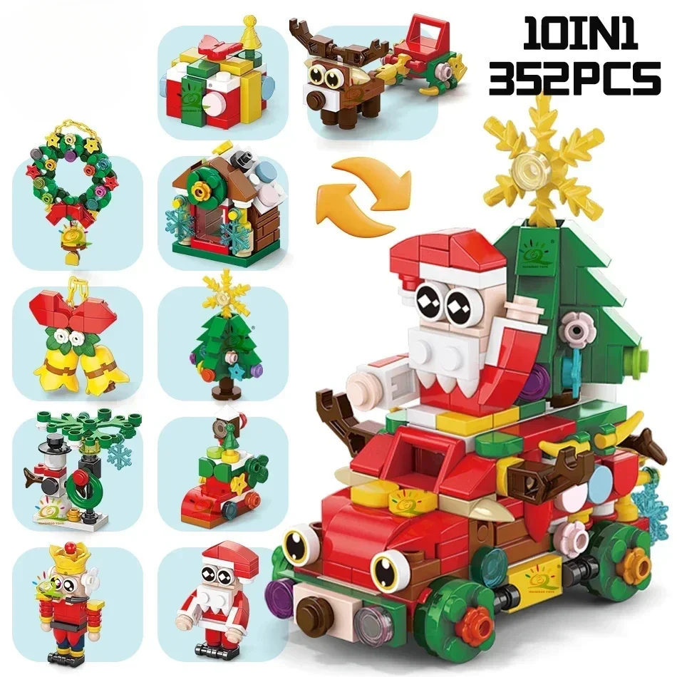 Children Mini Christmas Tree Santa Claus Model Micro Bricks Building Block DIY Insect Animal Bricks Toys For Adult Gift