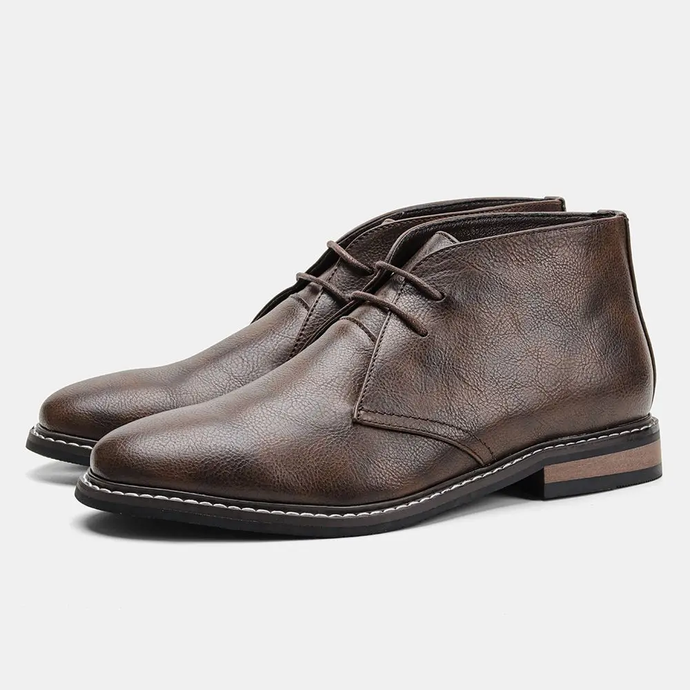 Botas clásicas de cuero Retro para hombre, botines cortos con cordones, zapatos de caña alta, Chukka/Turf, moda para el desierto