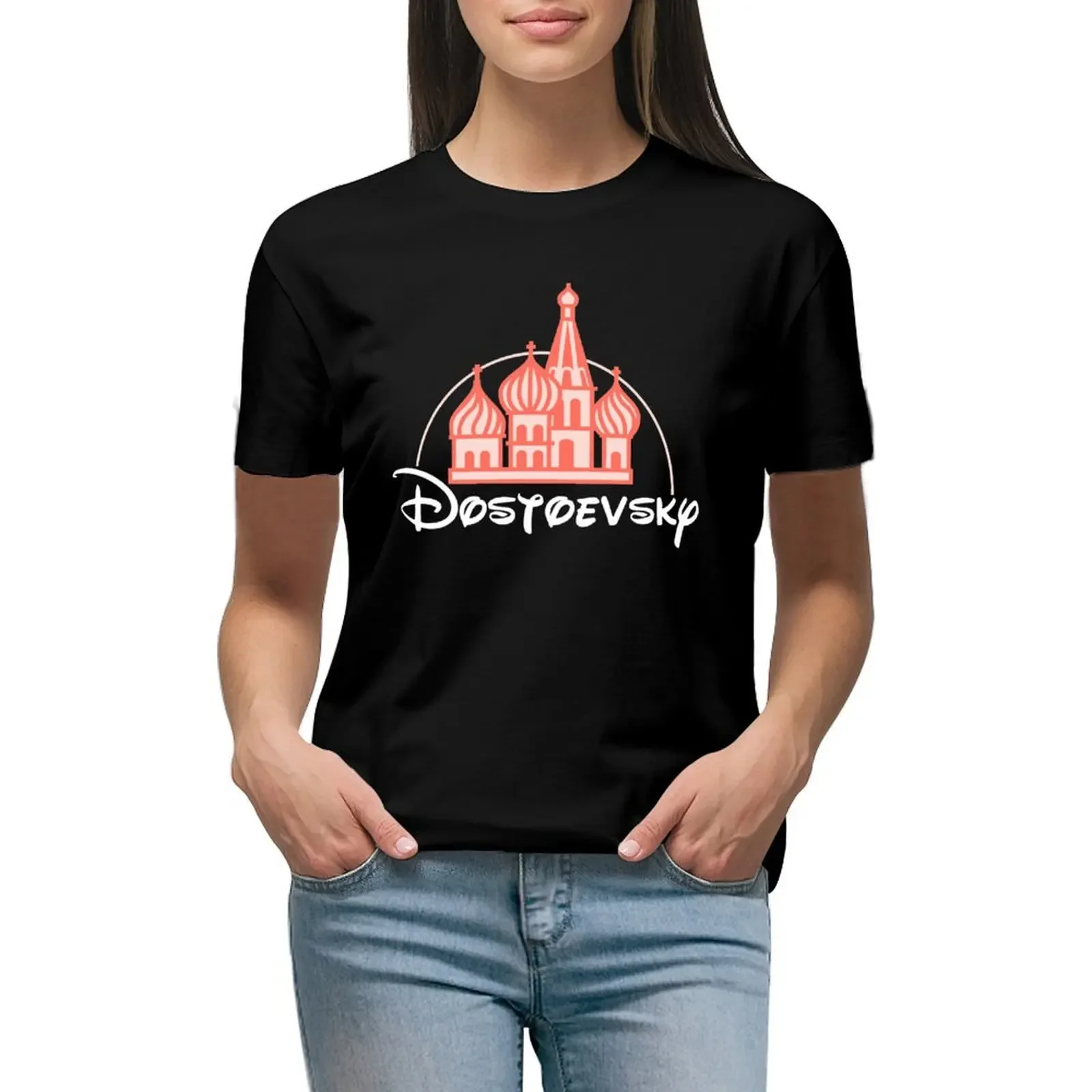 Dostoevsky T-Shirt oversized blacks Short sleeve tee plus size tops t-shirt dress for Women long