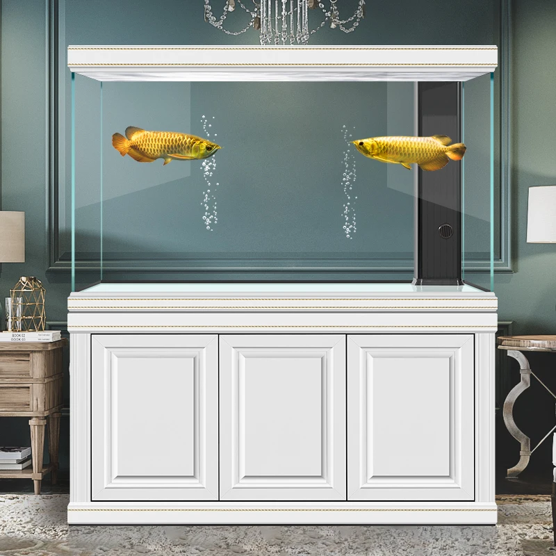 

Профессиональный арованы резервуар из массива дерева, ультра-белое стекло, большое дно для аквариума в гостиной, высокое качество