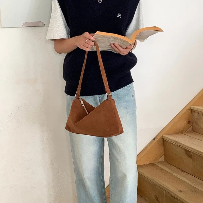 حقيبة تحت الإبط حقائب كروسبودي للنساء حقيبة كتف ريترو حقيبة جلدية من جلد الغزال حقائب فئة متعددة الاستخدامات لفتاة مصمم حقائب SUмка Sac #3