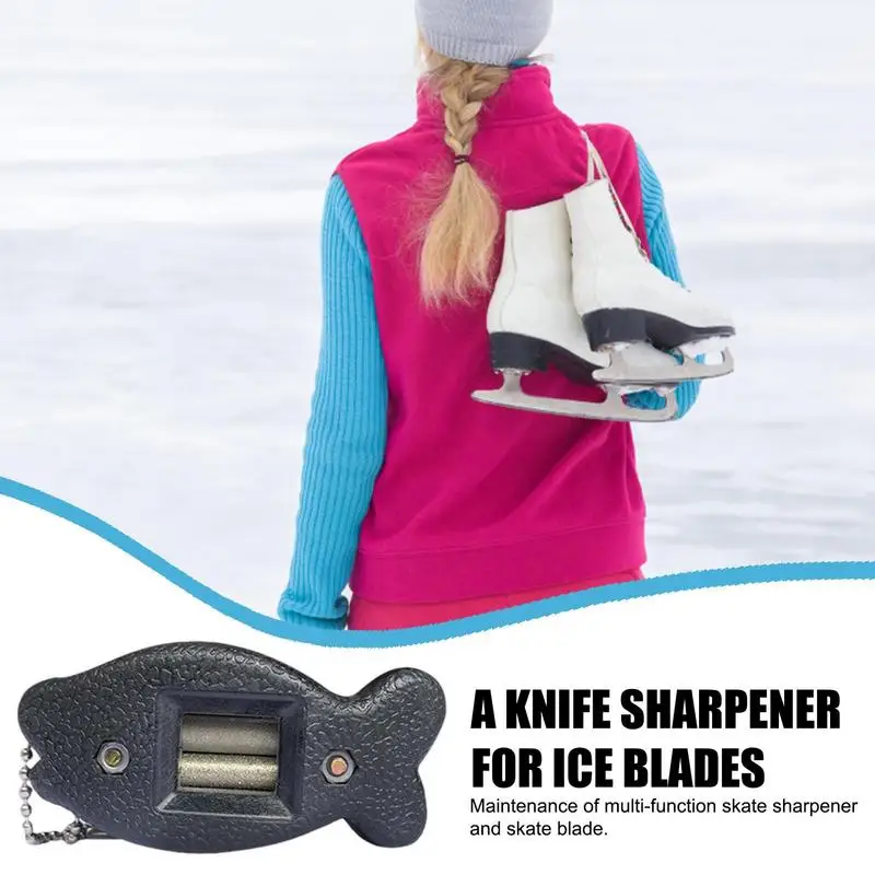 Hockey Skate Sharpener Fish Style Ice Skating Edge Blade Sharpener Diamond Hand Held Pattern Blade Skate Sharpening Tool With Ke