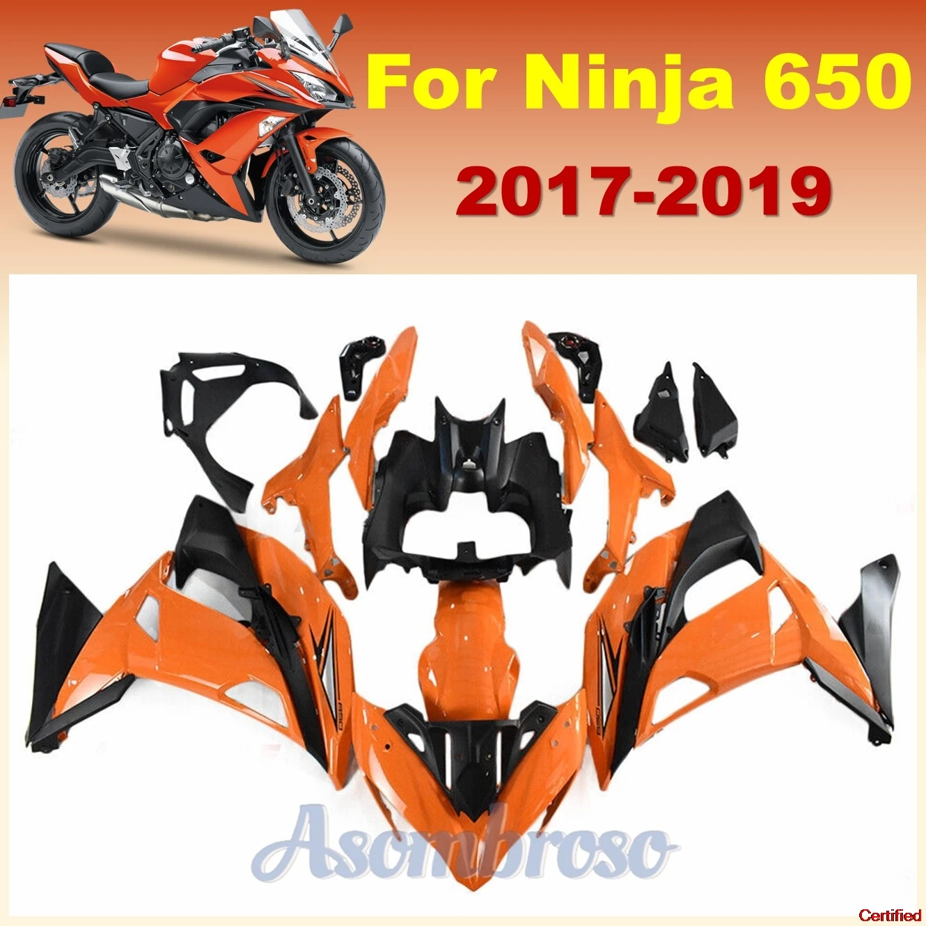 

Набор из АБС-пластика для обтекателей для NINJA 650 ER-6F ER650 2017 2018 2019, оранжевый комплект обтекателей