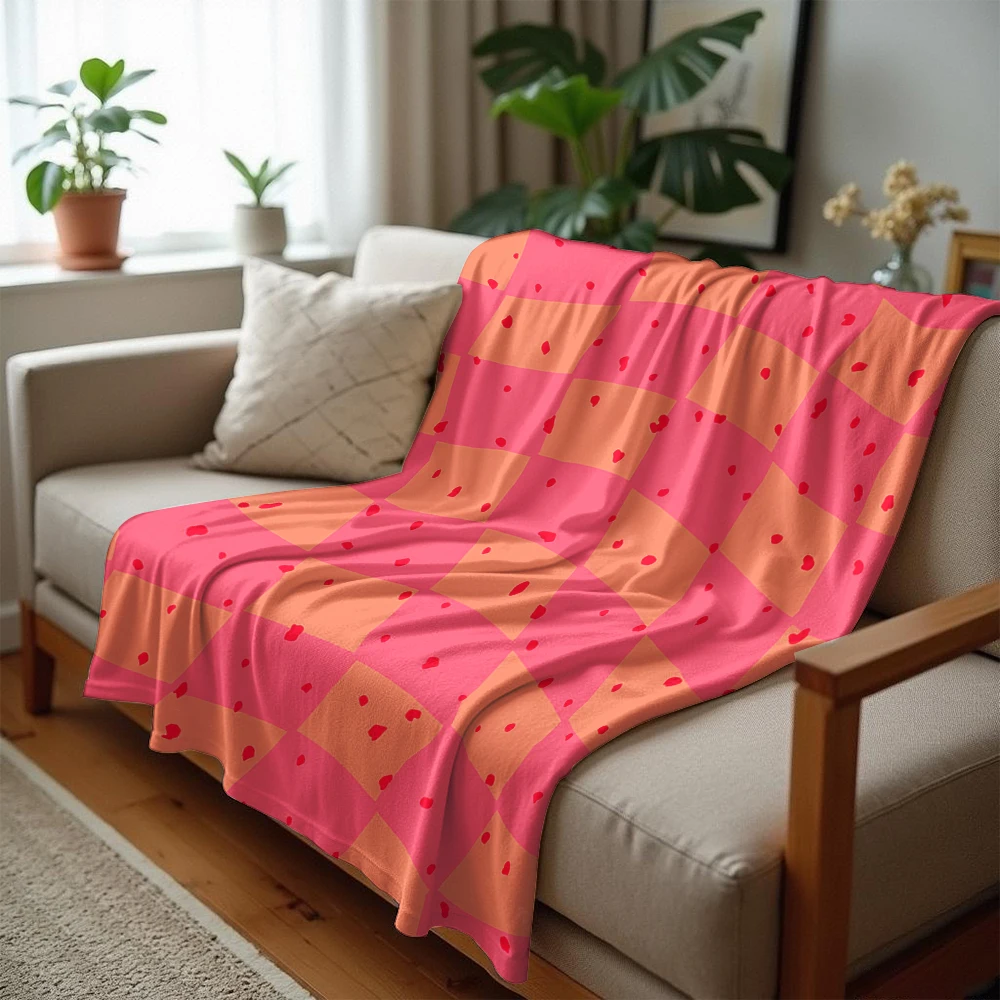 Check Dots Ultra Soft Sherpa Fleece Blanket Fluffy Warm Halloween Cozy Throw for Sofa Couch Bedroom Gift All season