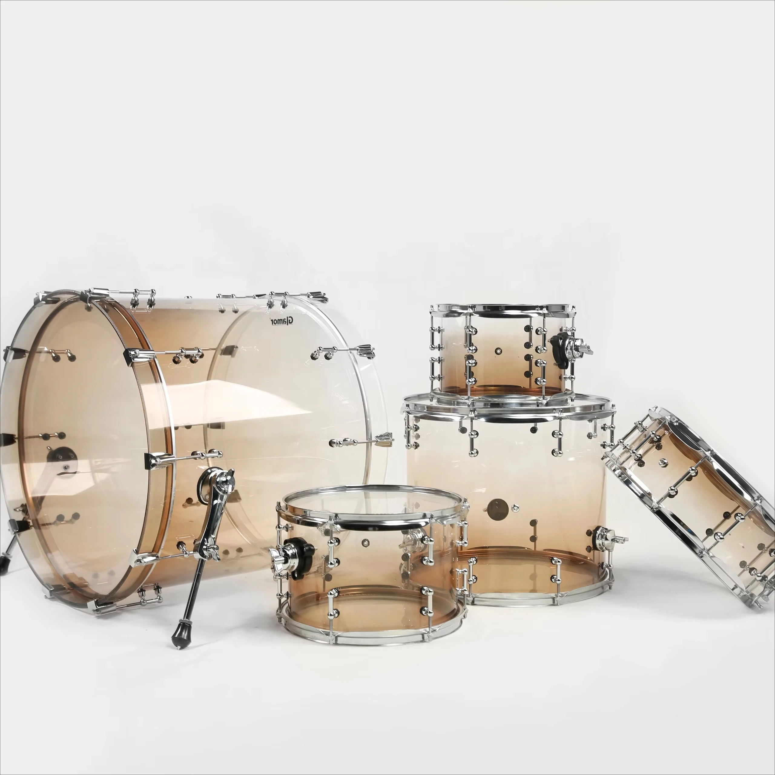 5-Piece Professional Acrylic Shell Drum Kit, Factory Direct Complete Percussion Drum Set for Live Stage, Band Practice & Music