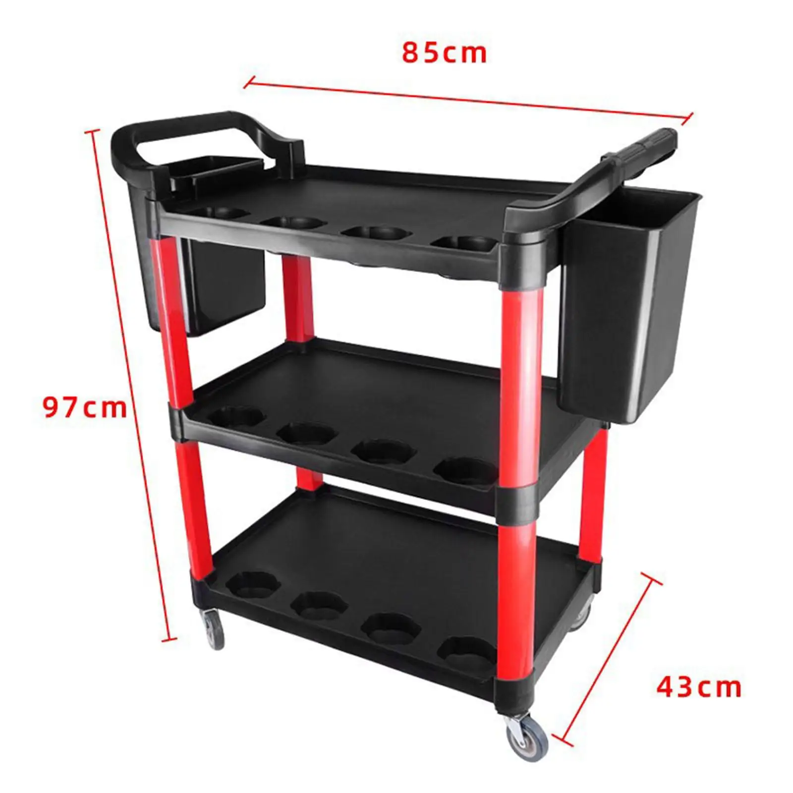 Service Utility Cart Food Service Cart High Reliability 3 Tier Rolling Cart for Kitchen Projects Car Warehouse Commercial
