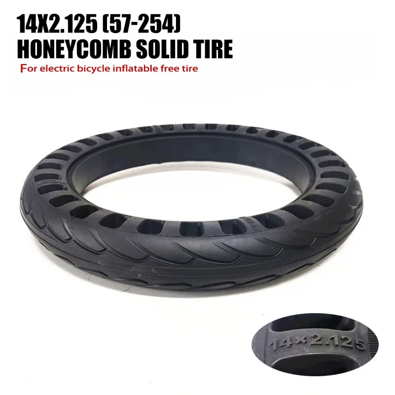 14 inch 14x2.125 solid tire rubber Honeycomb Airless Tyre Parts for Foldable Electric Motorcycle e-bike Scooter