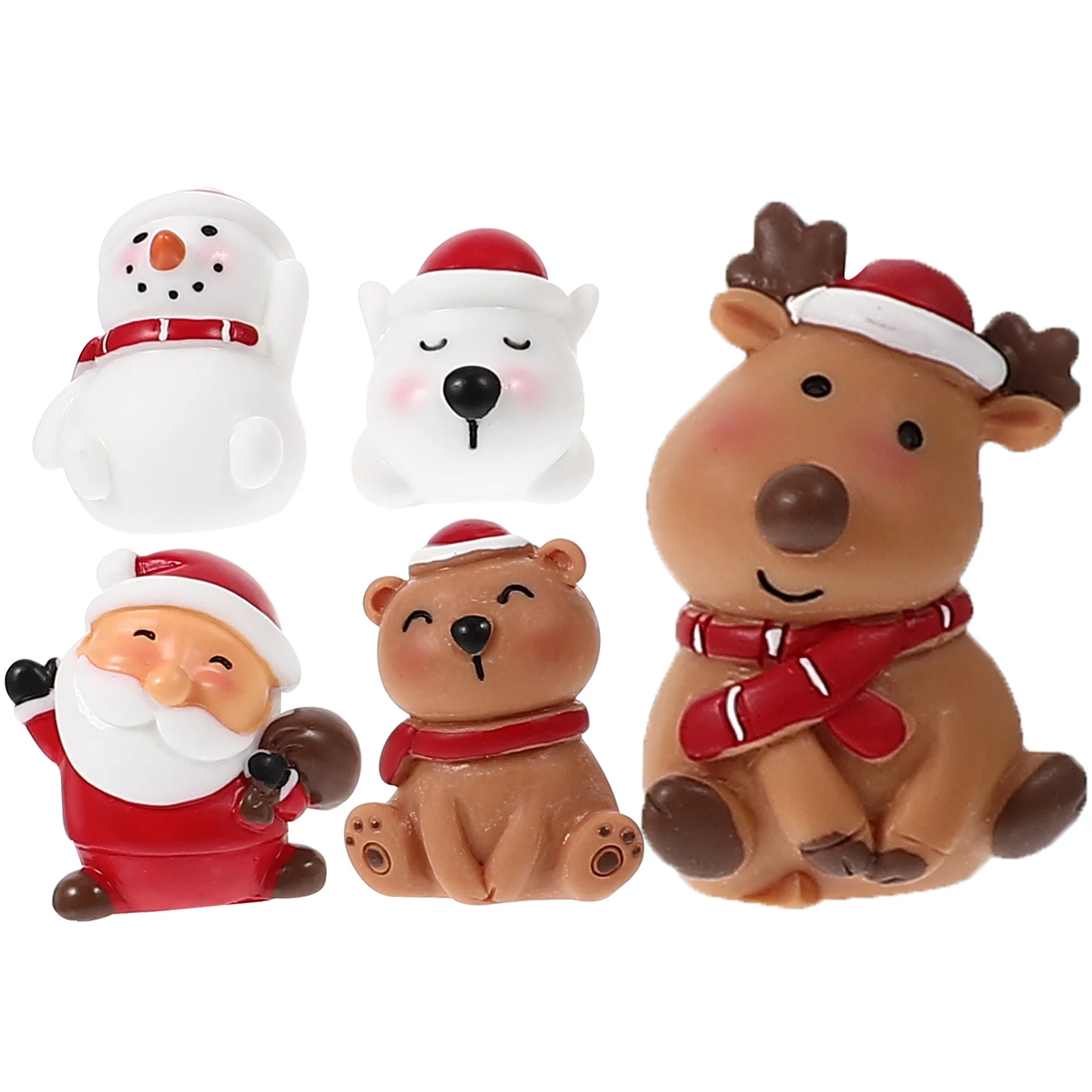 

5Pcs Resin Mini Snowman Christmas Decor Set Micro Landscape Ornament for Xmas Village Tabletop Indoor Outdoor Display