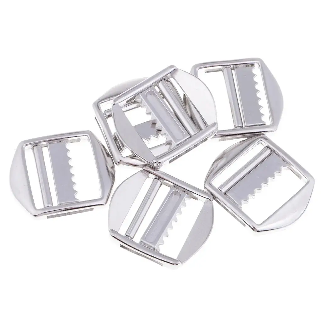 6Pcs Metal Ribbon Slider Buckles for Belt Strap, Adjustable