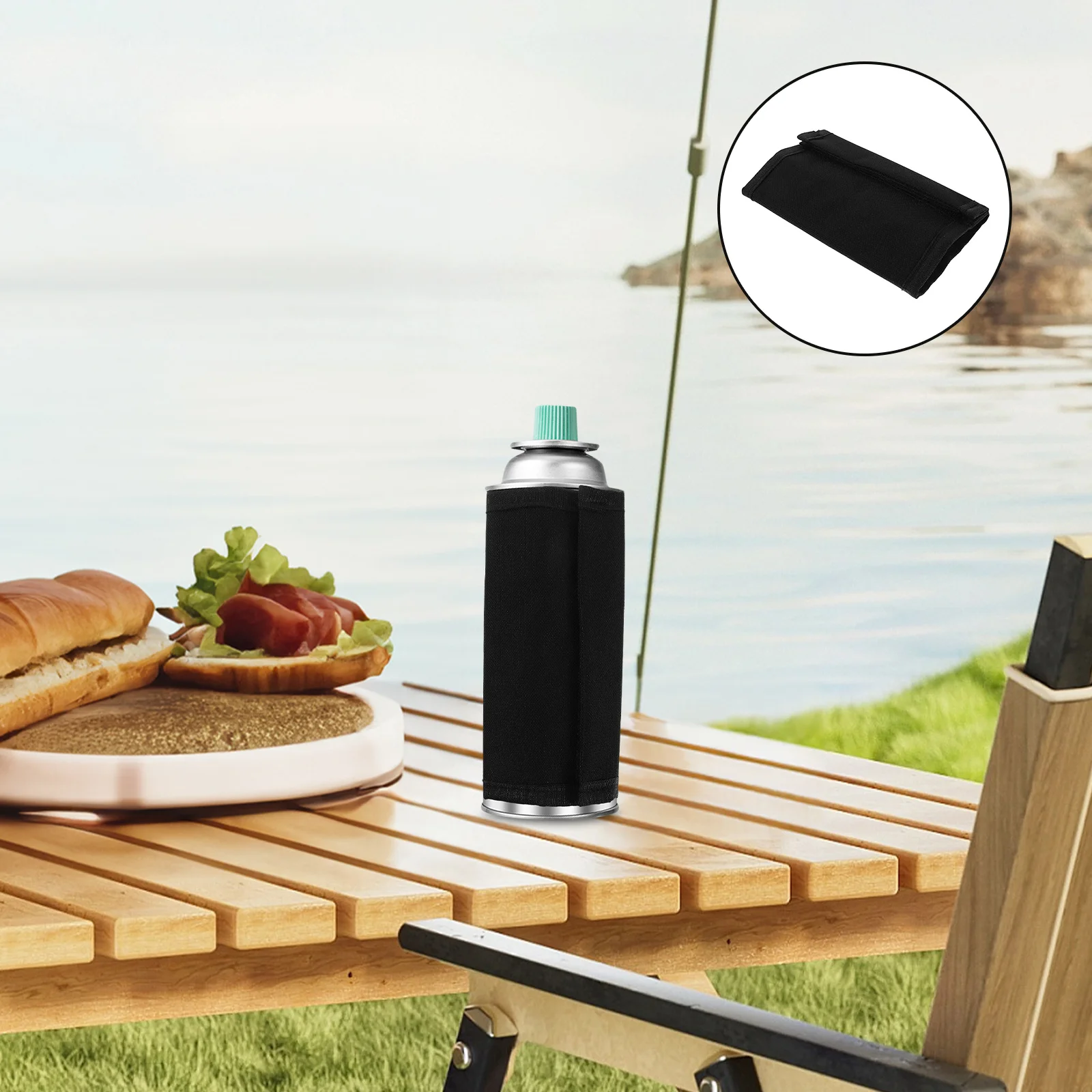 

Black Outdoor Gas Cylinder Cover Oxford Cloth Impact Resistant Anti Slip Quick Canister Protective Cover Camping Hiking