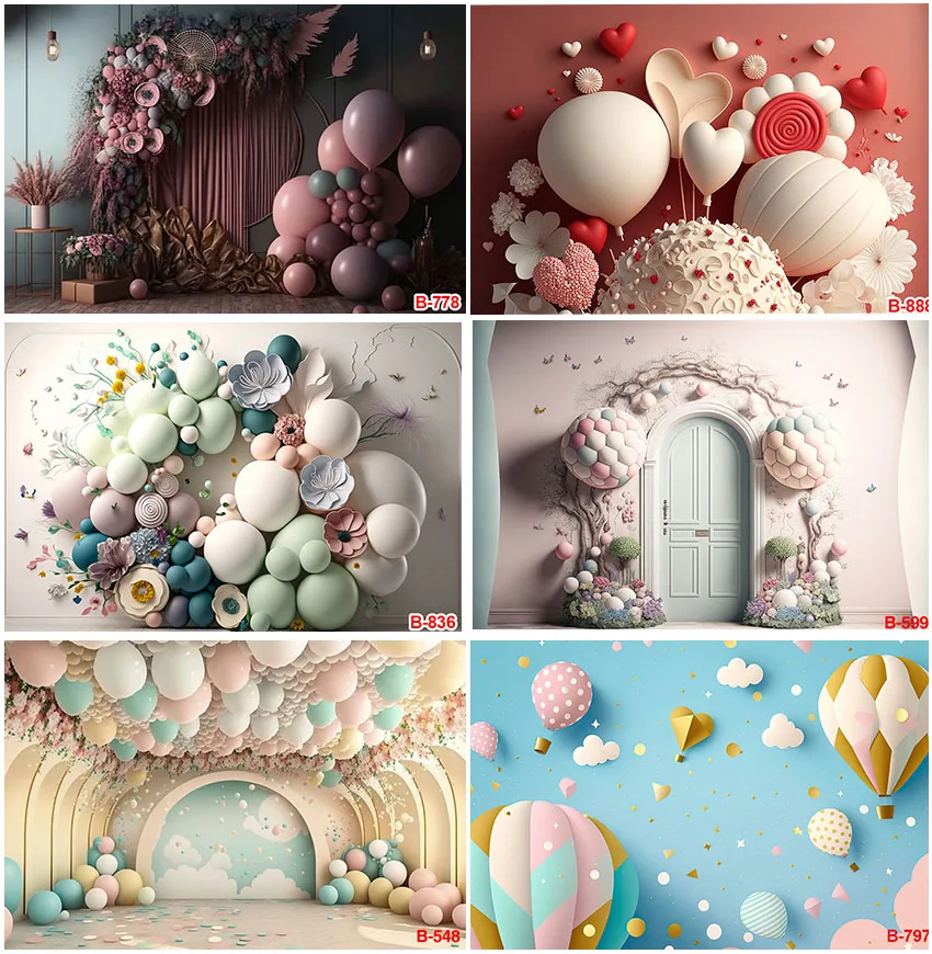 

Balloons Color Cake Smash Backdrops Photographic Flowers Wedding Party Birthday Studio Banner Backgrounds Photo Shoot Decor