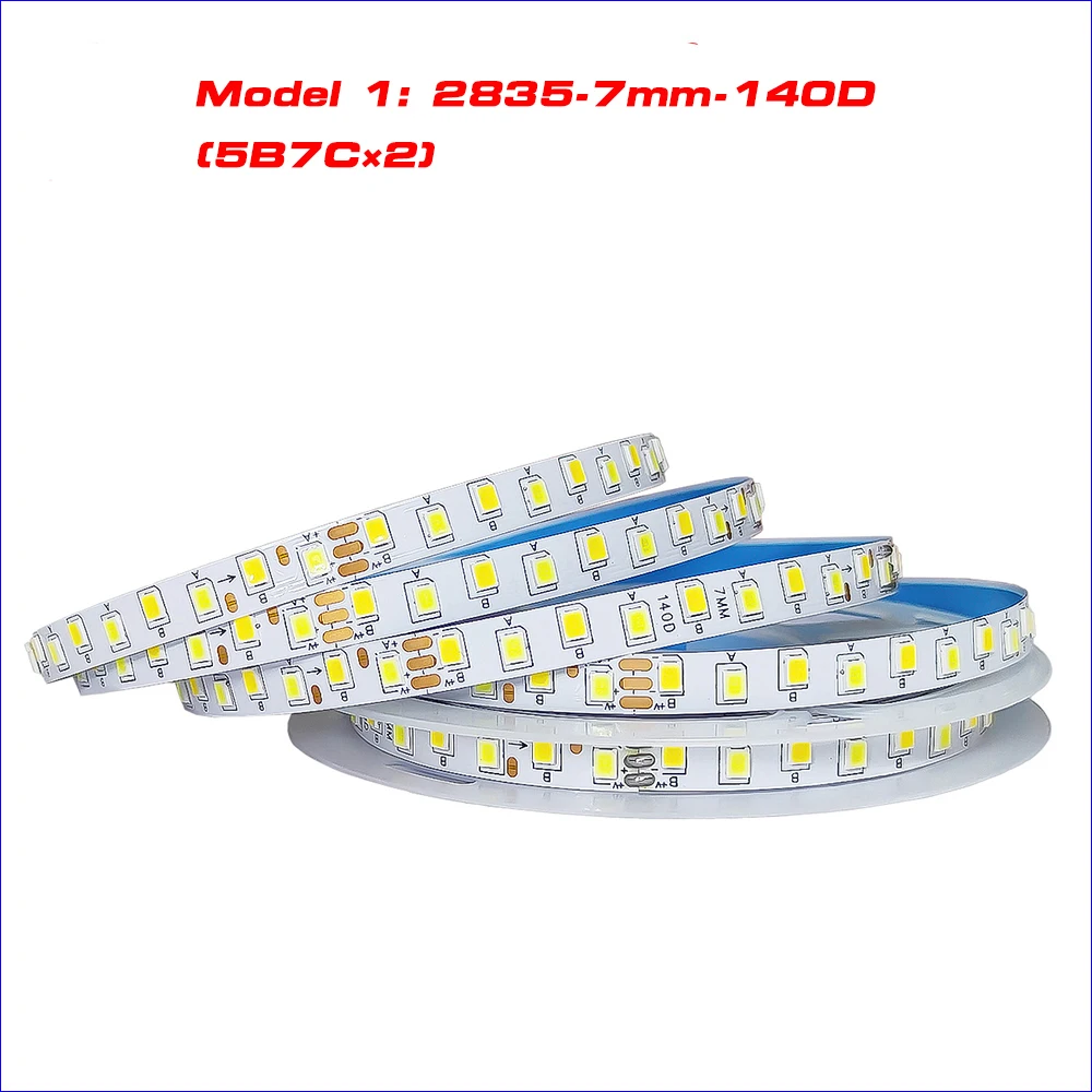 (3 lehim eklemleri) 5 metre 2835-7mm-140D/160D/180D/. LED şerit sabit akım 3Colors LED şerit 14W/16W/18W/20W × 2/metre.