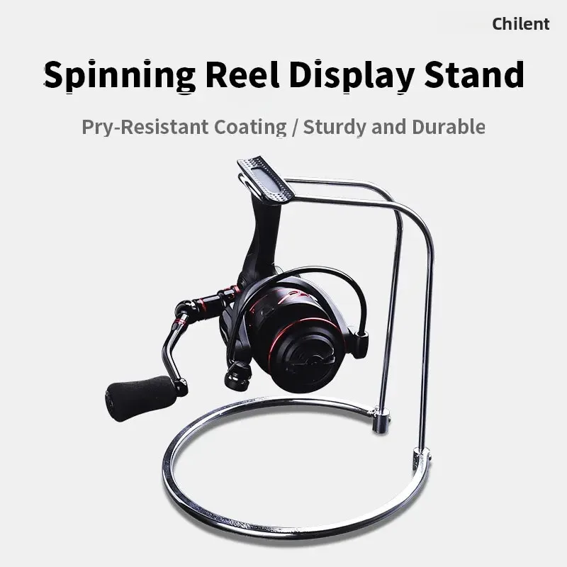 CHILENT Spinning Reel Metal Display Stand Stainless Steel Lure Fishing Reel Holder Hanger Storage Rack Fishing Accessories