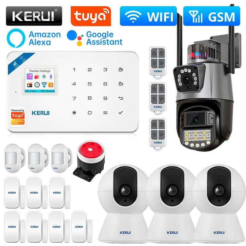 

KERUI W181 Alarm Kit WIFI GSM Alarm System for Home Wireless Alarm Support Alexa Tuya Smart APP Control with Motion Sensor Siren