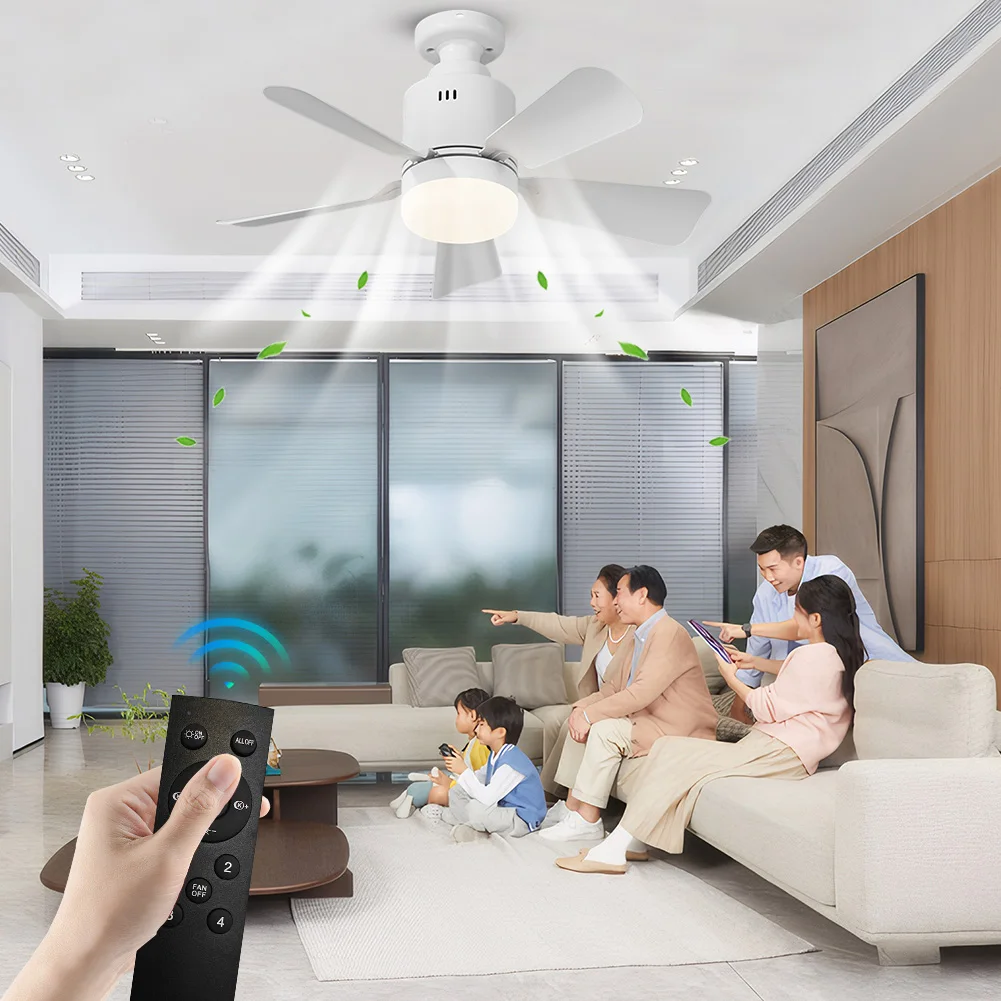 Ceiling Fan Light Socket Ceiling Fan Dimmable Light Bulb Fan 5 Blades E27 Socket Fan Light Remote & APP Control for Dining Room