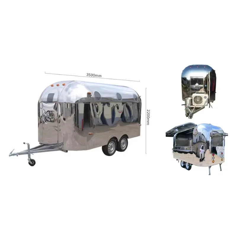 Air Fashionable Stainless Food Trailer Steel Stream Fast Ice Cream Food Truck CE Certified Food Cart on 4 Wheels