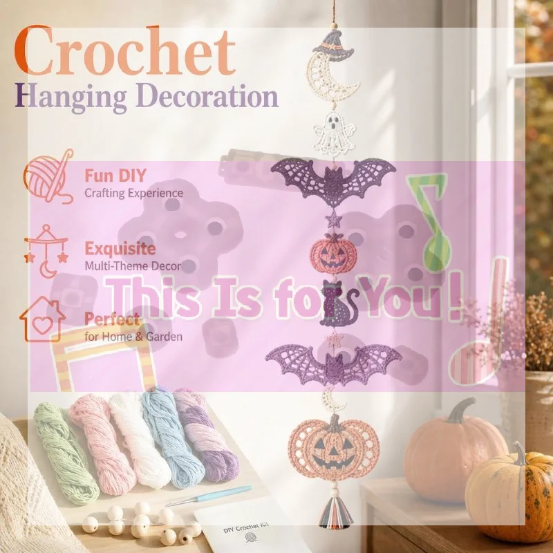 【MA】DIY Crochet Kit For Beginners Complete Yarn Set Handmade Animal Hanging Decoration Wall Window Ornament Home Halloween Craf