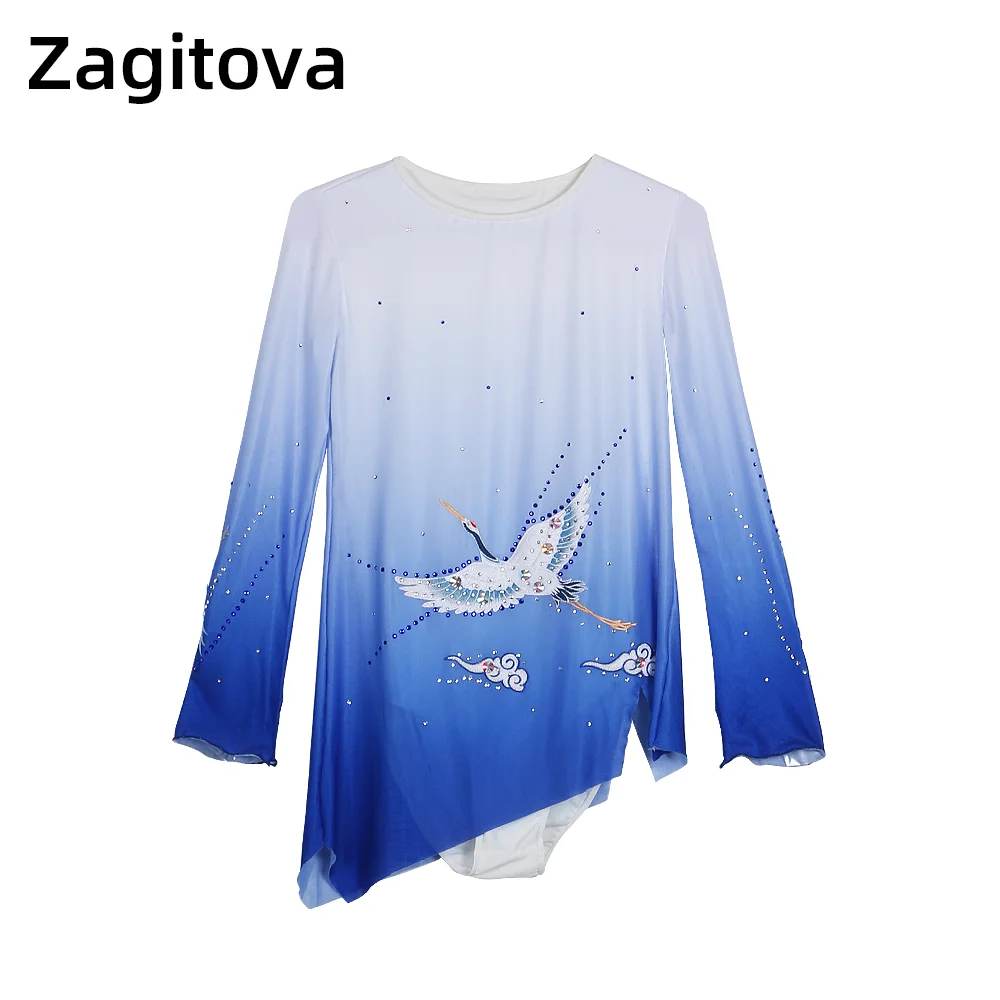 

ZAGITOVA Figure Skating Costumes Men Boys Ice Skating Clothes Acrobatics Gymnastics Jumpsuit Diamonds Blue Gradient