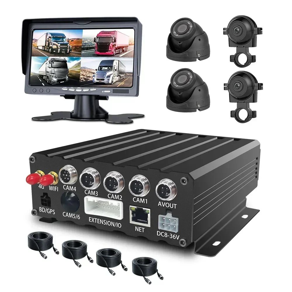 4G GPS 1080P MDVR CMSV6 720P Car Cam DVR 8 Channel CCTV System With 4 Dome 4 Bullet Cameras Surveillance Trailer For Truck Bus