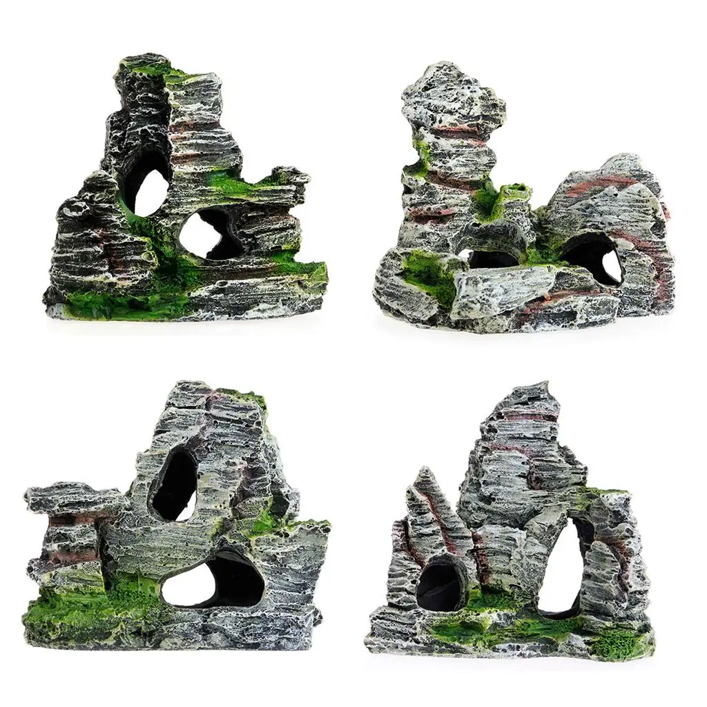 Mossy Hideaway: Resin Aquarium Ornament for Fish Tank Decoration