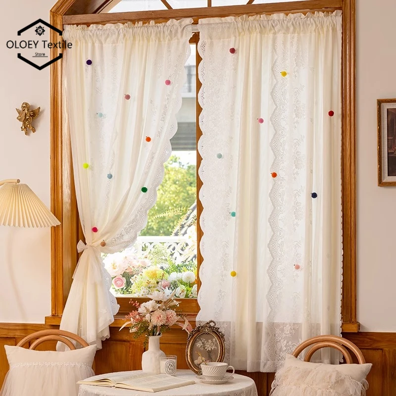

French Pastoral Princess Style Sheer Curtains for Bedroom Living Room Bedroom Dining Room Elegant Light Filtering Gauze