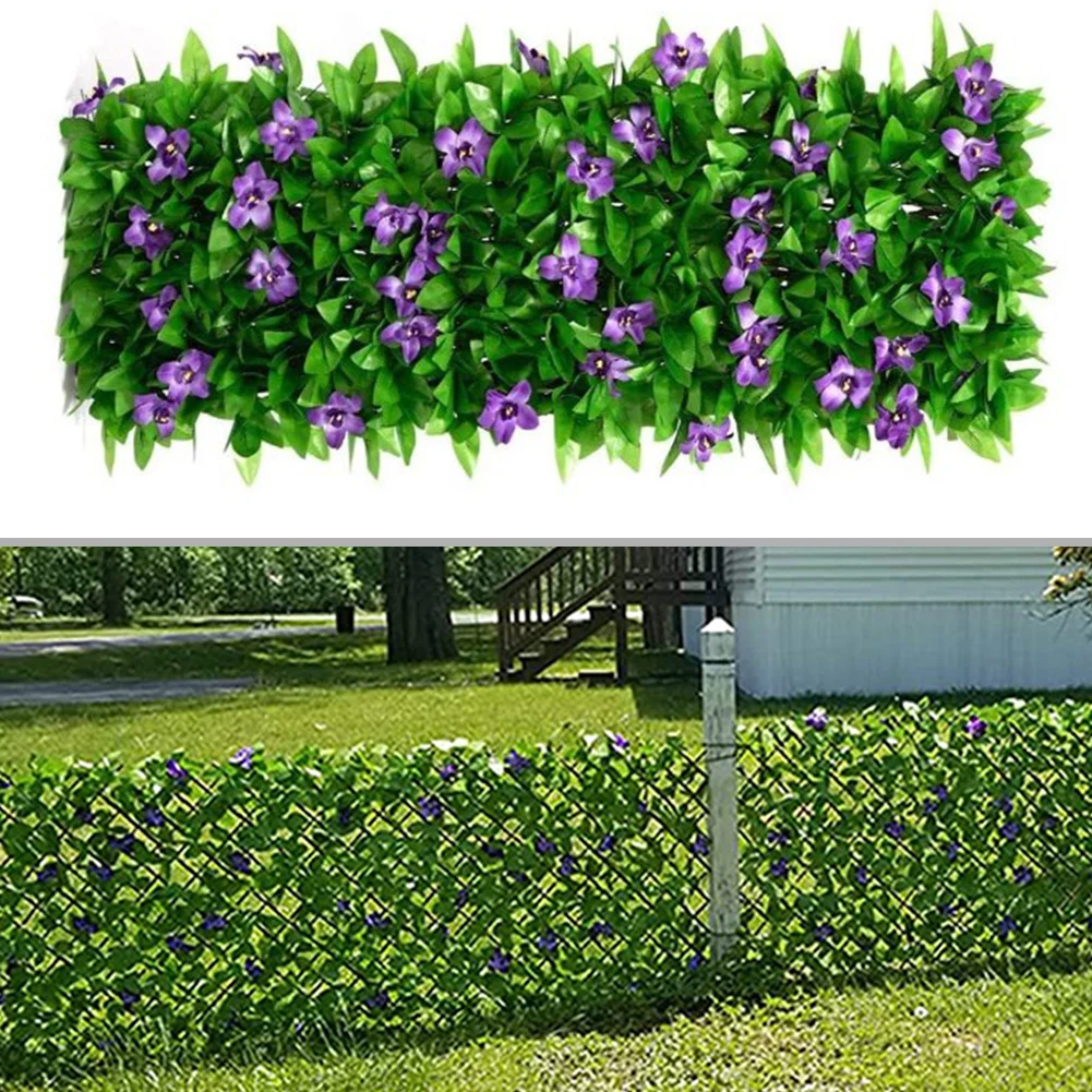 Simulation Fence Telescopic Leaf Wooden Fence Fake Plant Wall Garden Courtyard Decorative Guardrail Garden Home Decoration