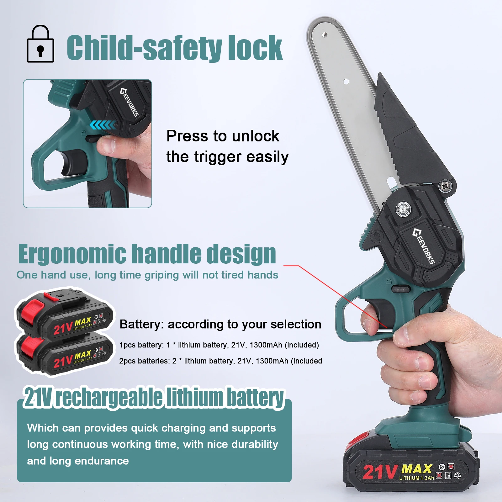 مناشير تشذيب كهربائية 21 فولت 6 بوصة قابلة لإعادة الشحن منشار تقسيم الخشب الصغير أداة نجارة بيد واحدة لمشبك فرع الحديقة