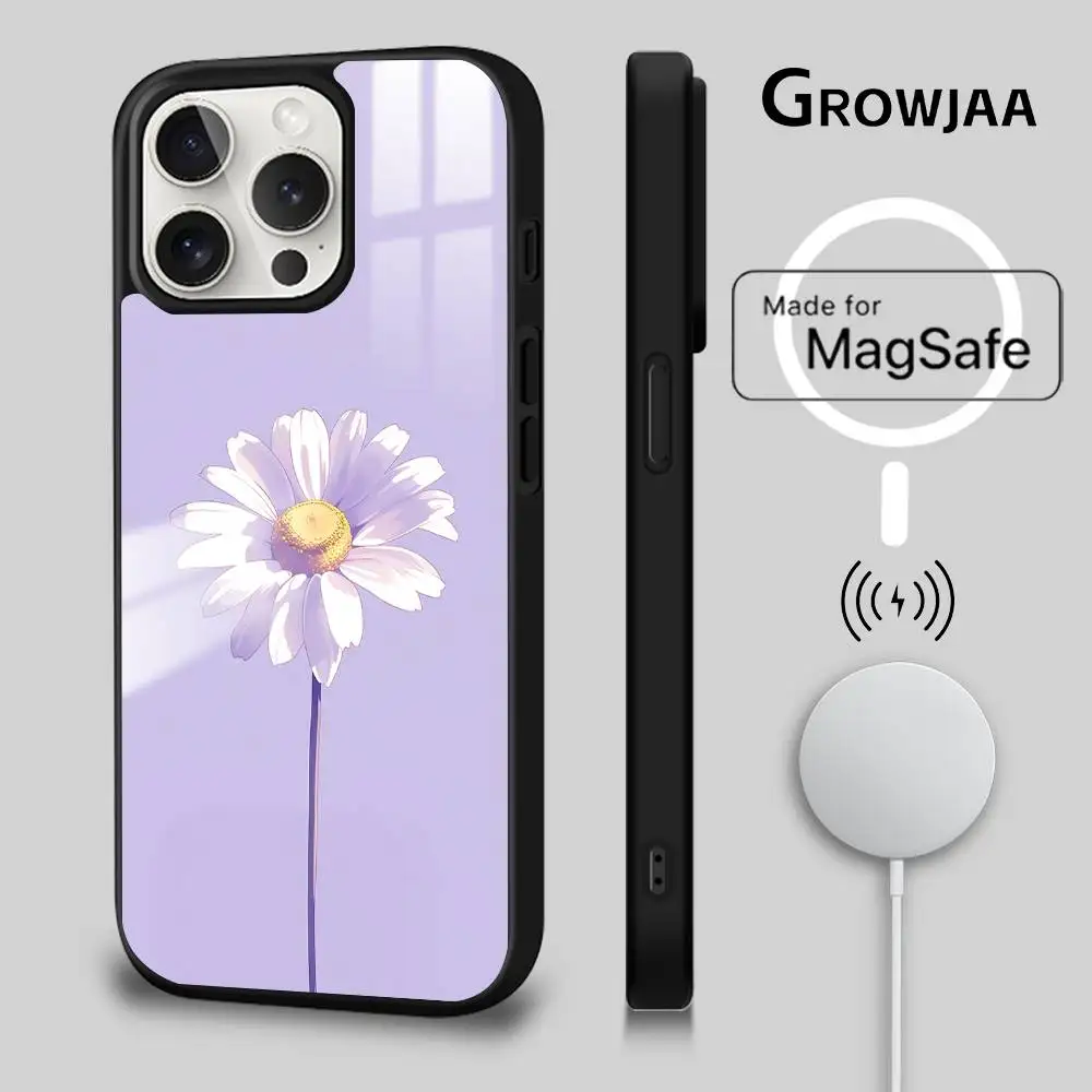

Simple flowers phone case for iPhone 17 16 15 14 13 12 11 Pro Max Plus Mini Magsafe Magnetic Wireless Mirror Funda