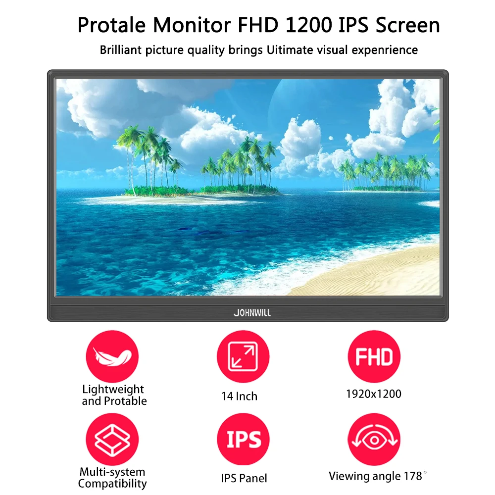 Imagem -02 - Monitor Portátil do Jogo do pc do Écran Sensível 14 16 Fhd 1920x1200 16:10 Ips Painel do Lcd Tipo-c Hdmi Computador com Interruptor do Portátil Ps4