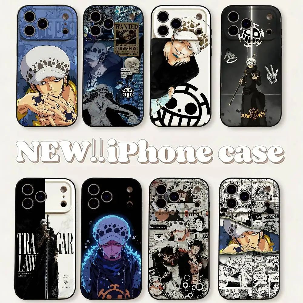O-ONE PIECE Trafalgar Law Handyhülle für iPhone 1716 15 14 13 Pro Max 11 12 Mini X Xs XR Schwarze Silikonhülle