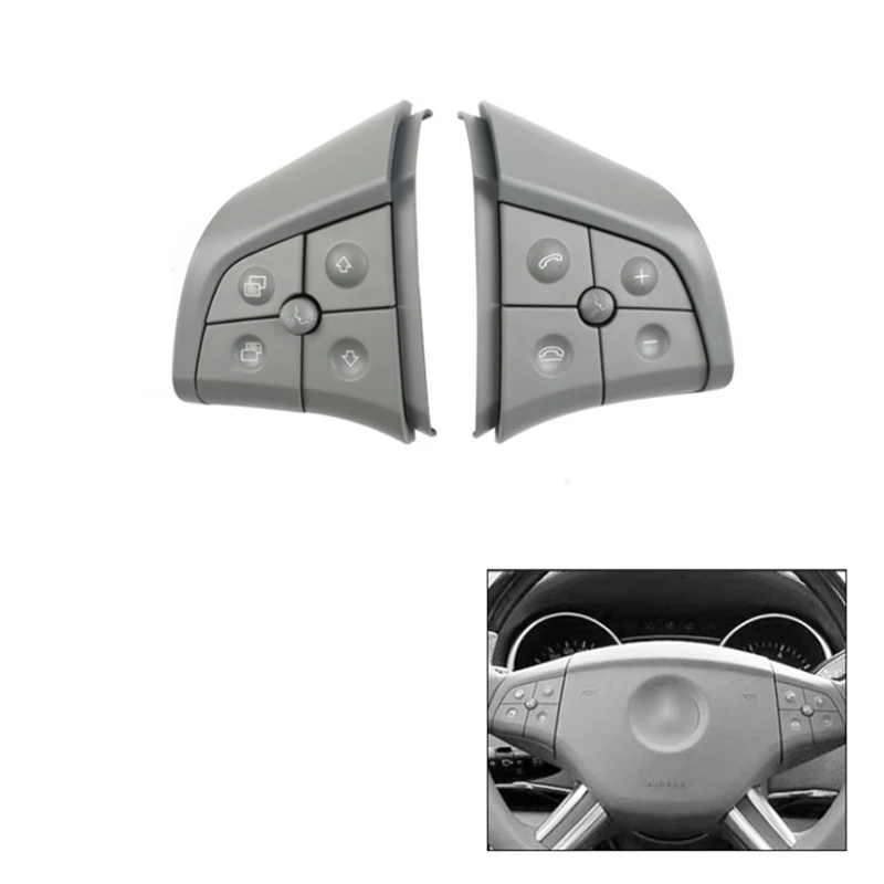 1Pair Car Multi-Function Steering Wheel Switch Buttons Parts Accessories For Mercedes Benz ML GL R B-Class W164 W251 W245 Grey