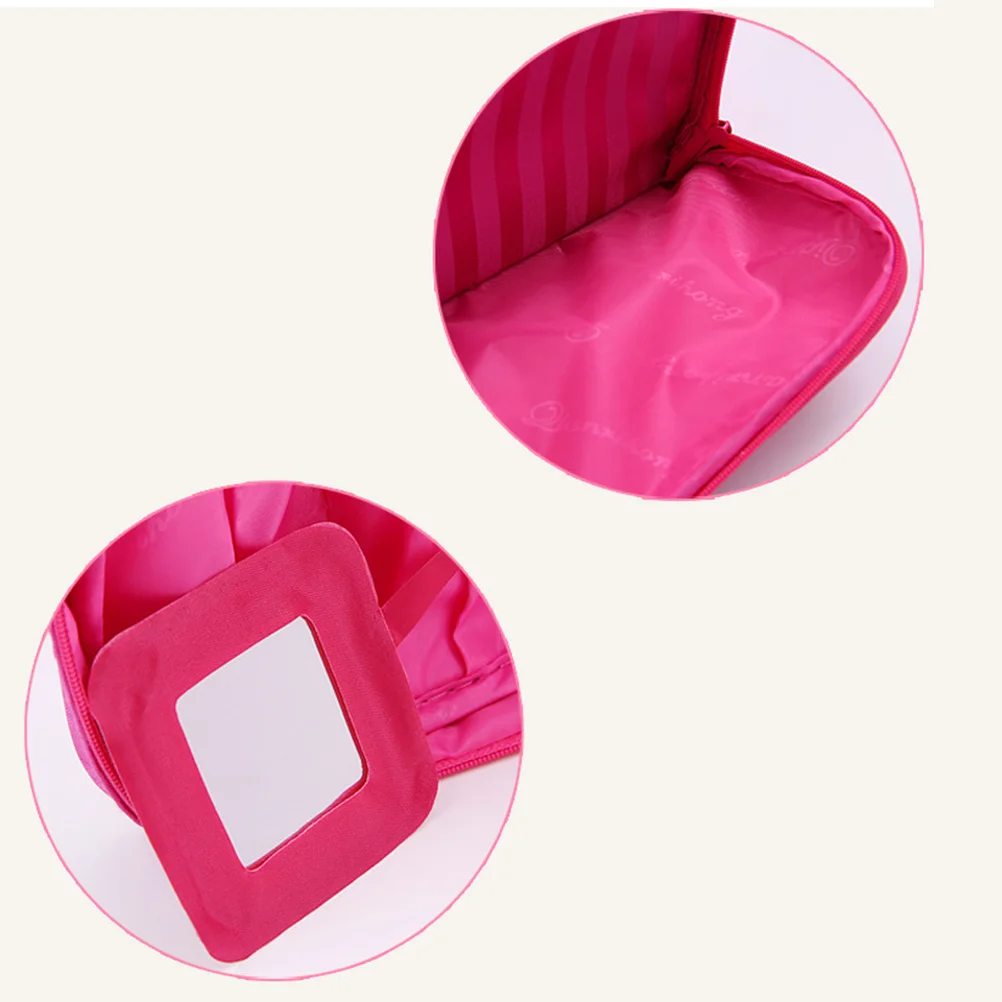

Large Capacity Makeup Organizer Waterproof Travel Bag Rose Red Nylon Anti-Scratch Durable Zipper Case for Girls Women