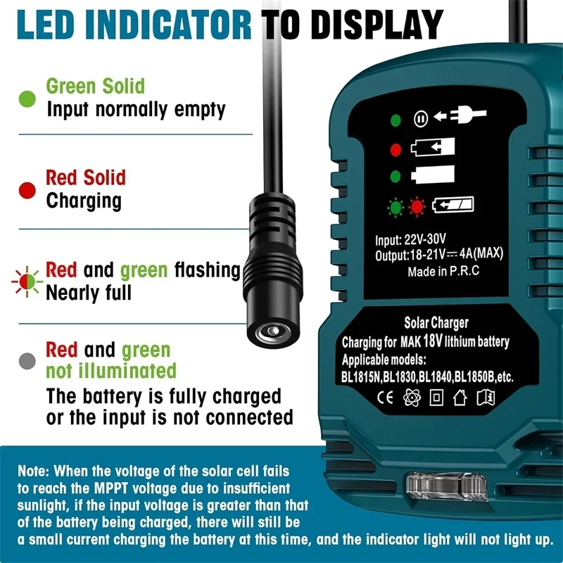

For Makita/Dewalt/Milwaukee Solar Battery Charger Adapter 18V Li-ion Batteries Portable Outdoor chargers Work Camping