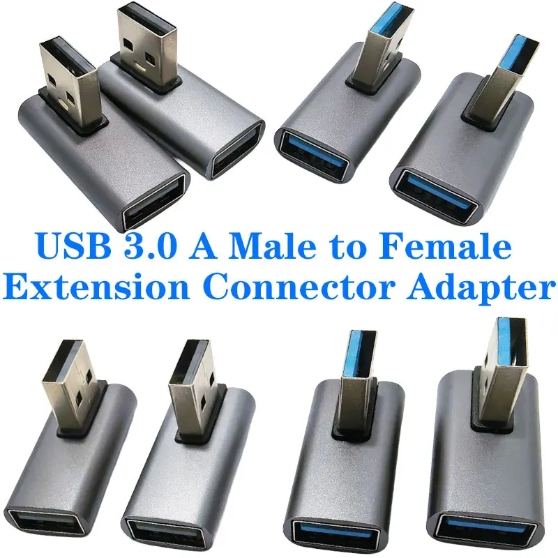 

90 Degree Angled USB 3.0 A Male to Female Extension Connector Adapter for Laptop PC USB Chargers Converter