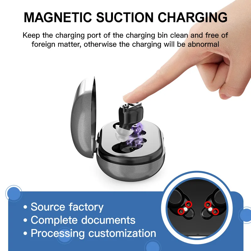 Comfort In-Ear Invisible Magnetism Charging Audiphone Earphone Portable Assisted Listening Sound Amplifier For Elderly People