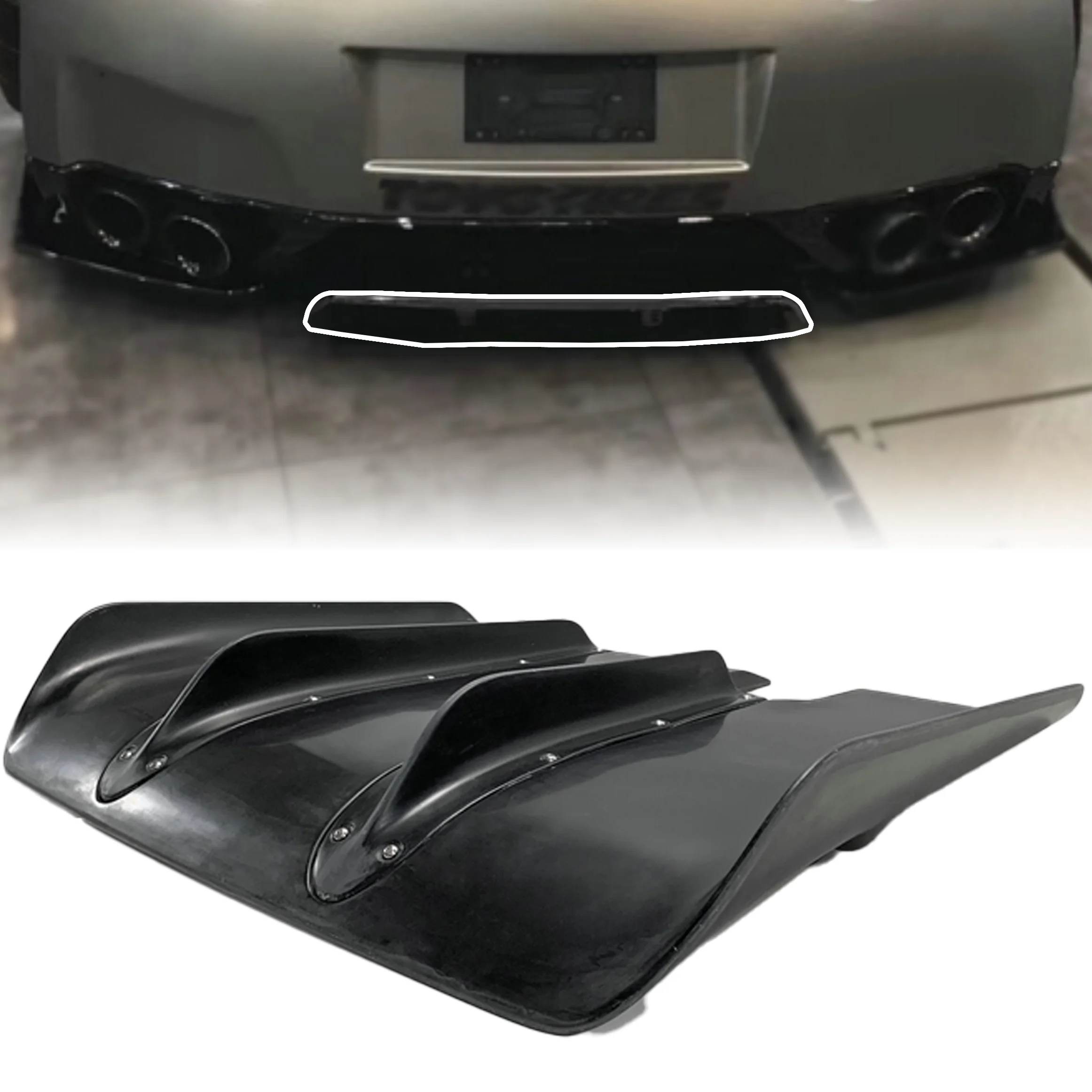 

Applicable toNissan GTR R35 LB Style Exterior Accessories Fiberglass Rear Lip Spoiler and Diffuser