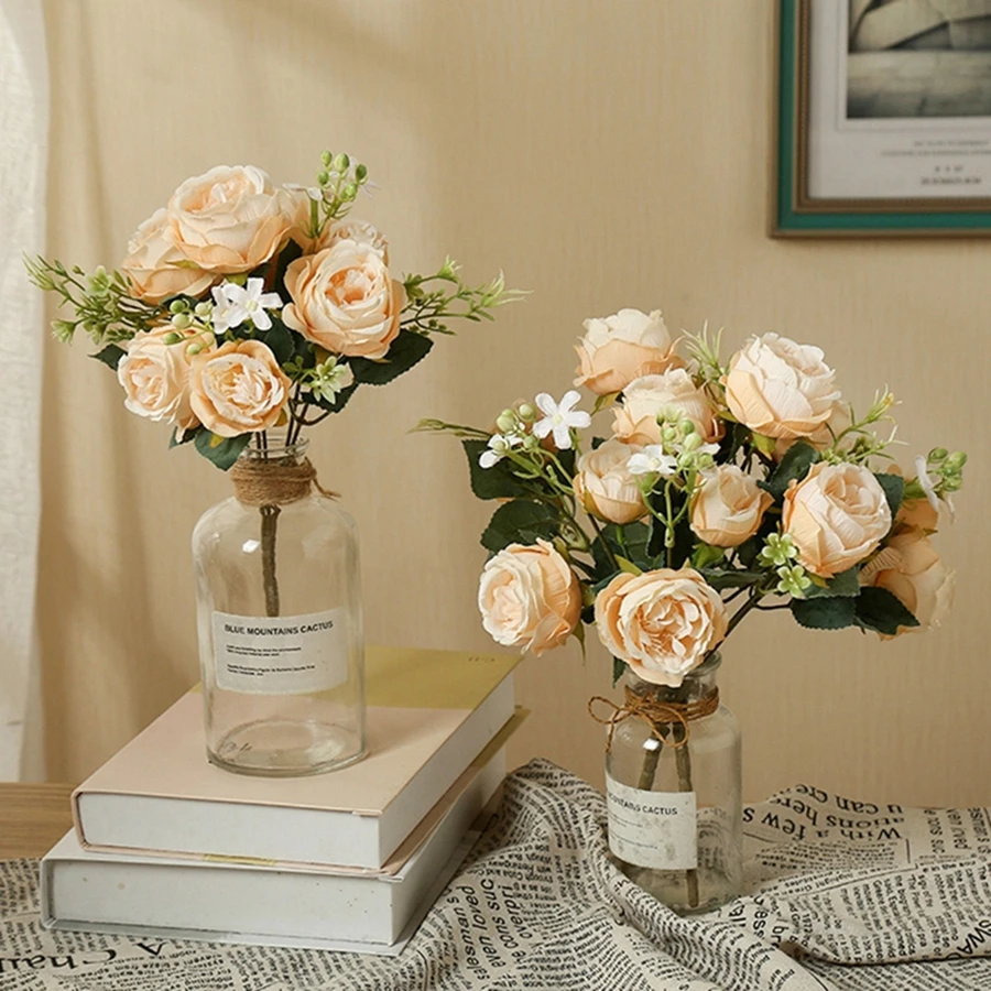 

ArtificialFlower Vase Home Decoration Accessories Wedding Brial Scrapbook Peony Candy Gift Box Festival Silk Rose Bouquet Hotsal