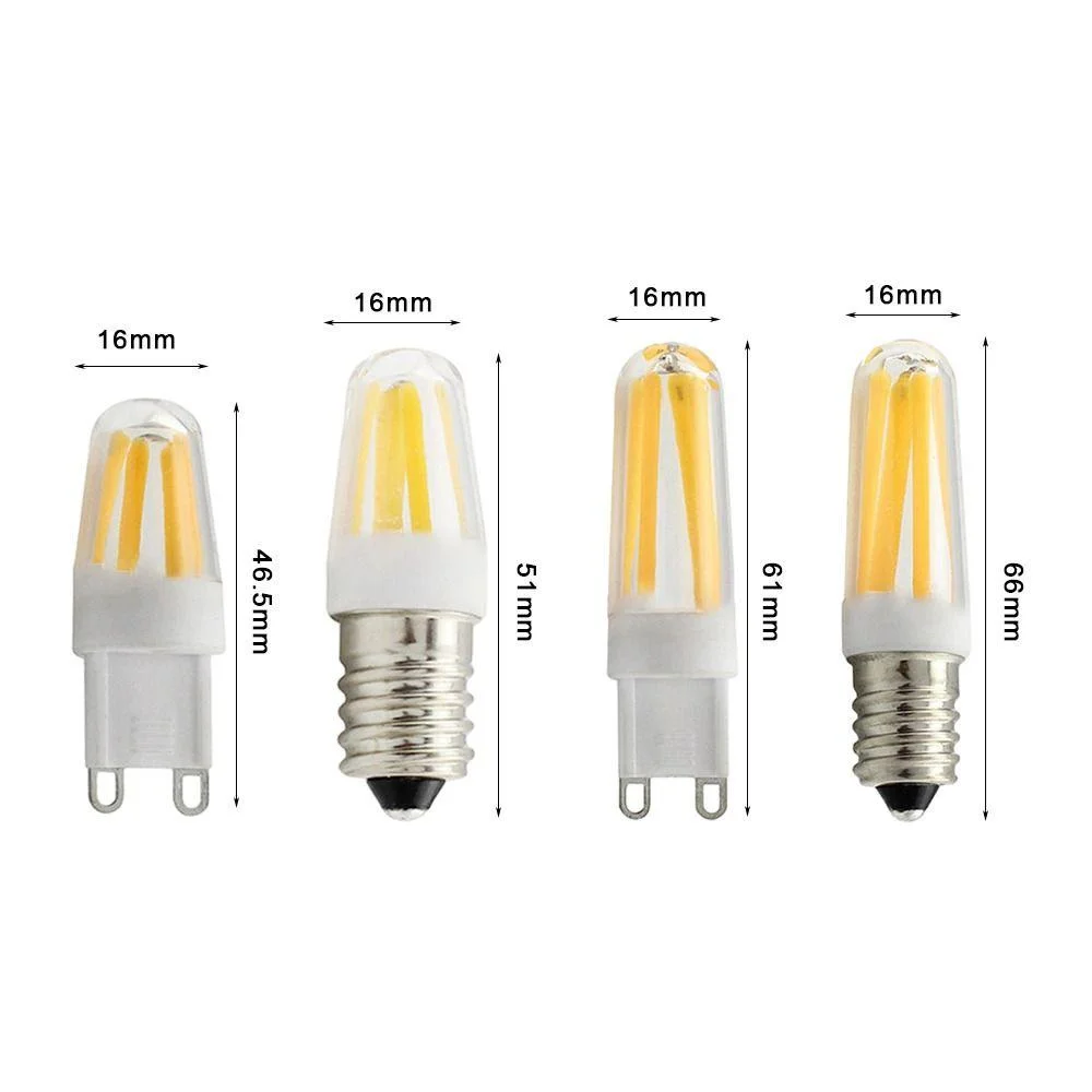 Lâmpada LED regulável para casa, tampa da lâmpada de cristal, luz anti-flare, branco, quente, PC, G9, E14, substituição