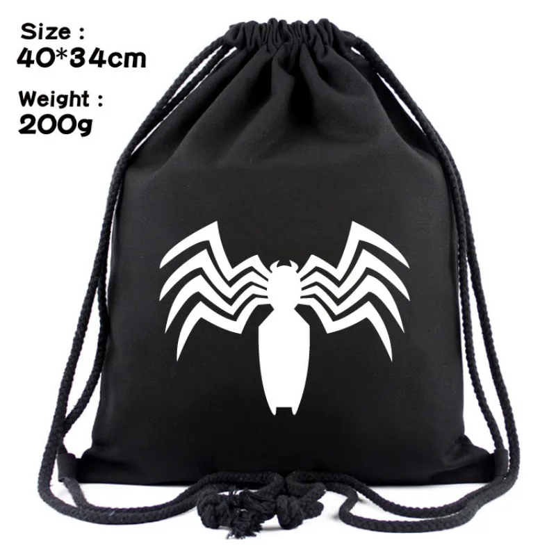 Marvel Movie Venom 3 Peripheral Children's Student Backpack Venom: The Last Dance Drawstring Backpack Canvas Storage Bag