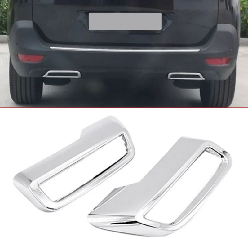 

2pc Car Rear Exhaust Muffler End Tip End Pipe Sticker Cover Trim Chrome Protector for Peugeot 3008 5008 2017 2018 2019 2020 2021