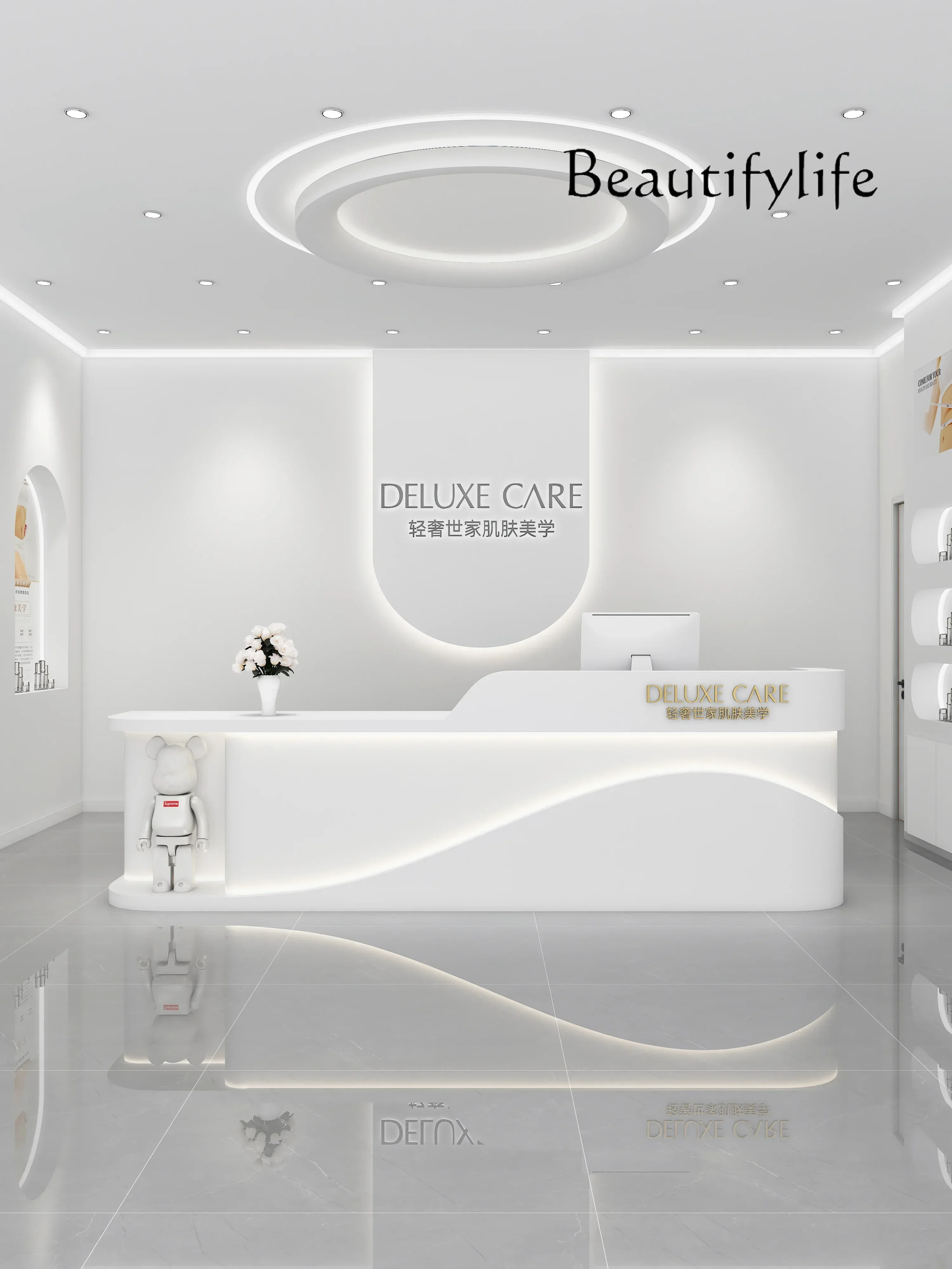 مكتب الاستقبال مجموعة بسيطة وخفيفة فاخرة مكتب منصة مشروبات أمين الصندوق عيادة الفم متجر الملابس صالون تجميل