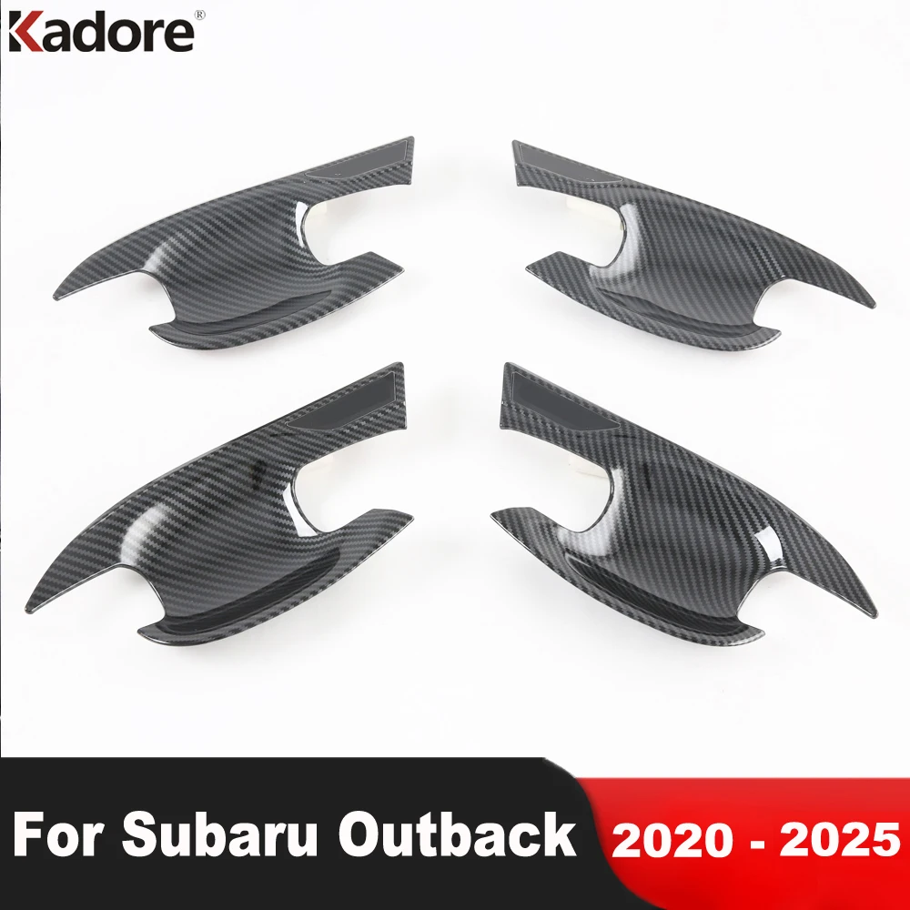 

For Subaru Outback 2020 2021 2022 2023 2024 2025 Carbon Fiber Car Side Door Handle Bowl Cup Cover Trim Overlay Accessories
