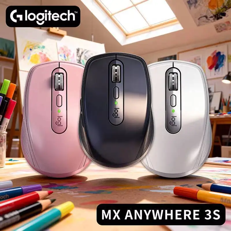 

Ergonomic MX Anywhere 3S Mouse - Darkfield 8K DPI, Precision Control, Suitable for Fitness Class Stream & Coach Meeting