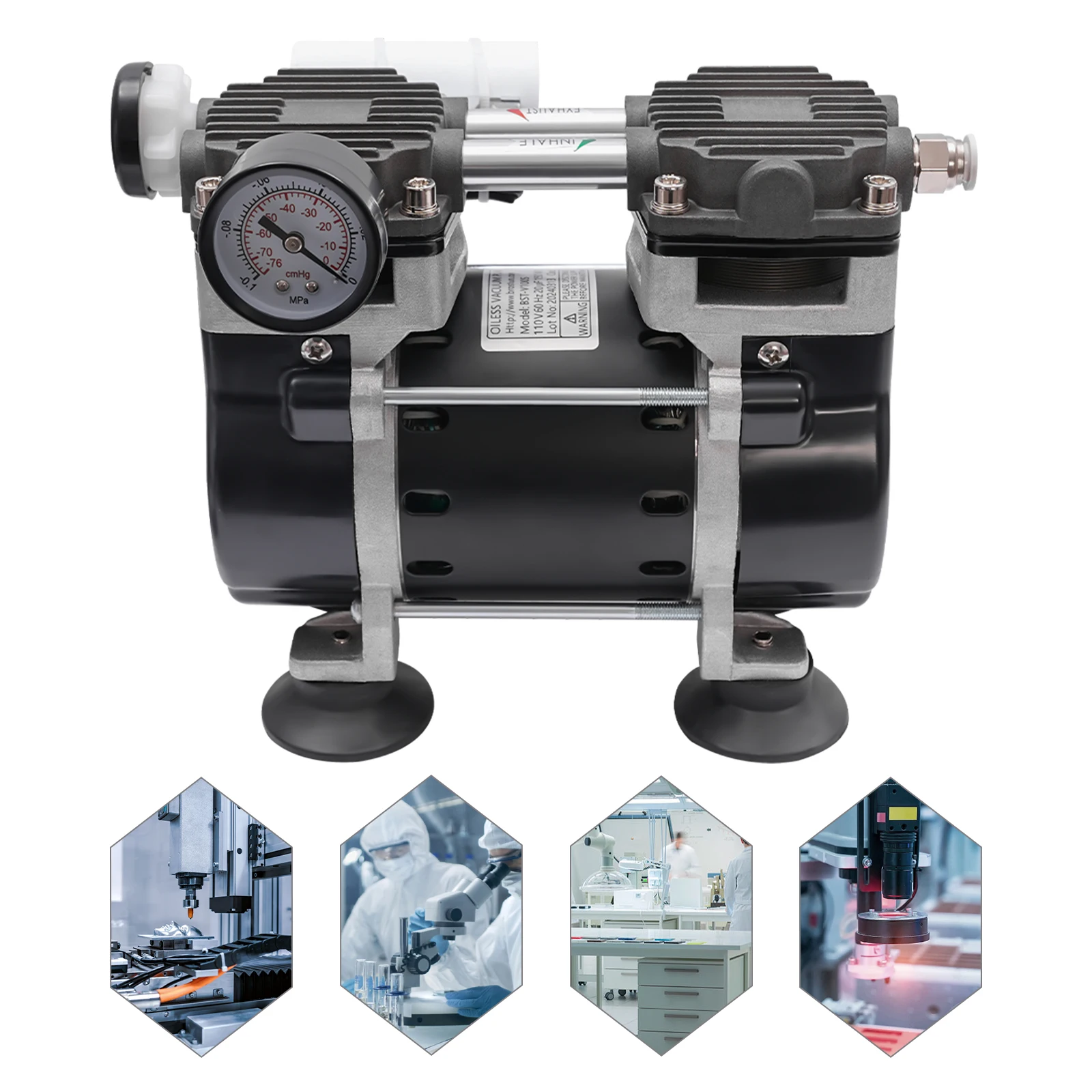 2-Zylinder-ölfreie Vakuumpumpe 150W 45L/min mit geräuscharmem Reinkupfermotor für Lebensmittelverarbeitung & Medizinmaschinen – Detail 2