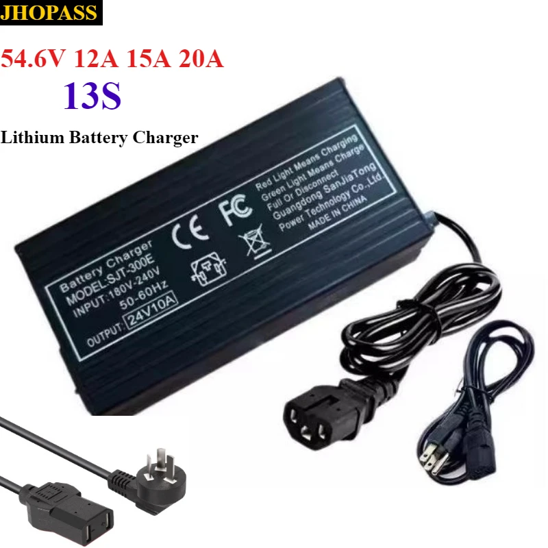 

Smart 54.6V 12A 15A 20A LED 13S LiFePO4 Li-ion Lithium Charger with Forklift truck Floor scrubber 110V or 220V UK US EU AU Plug